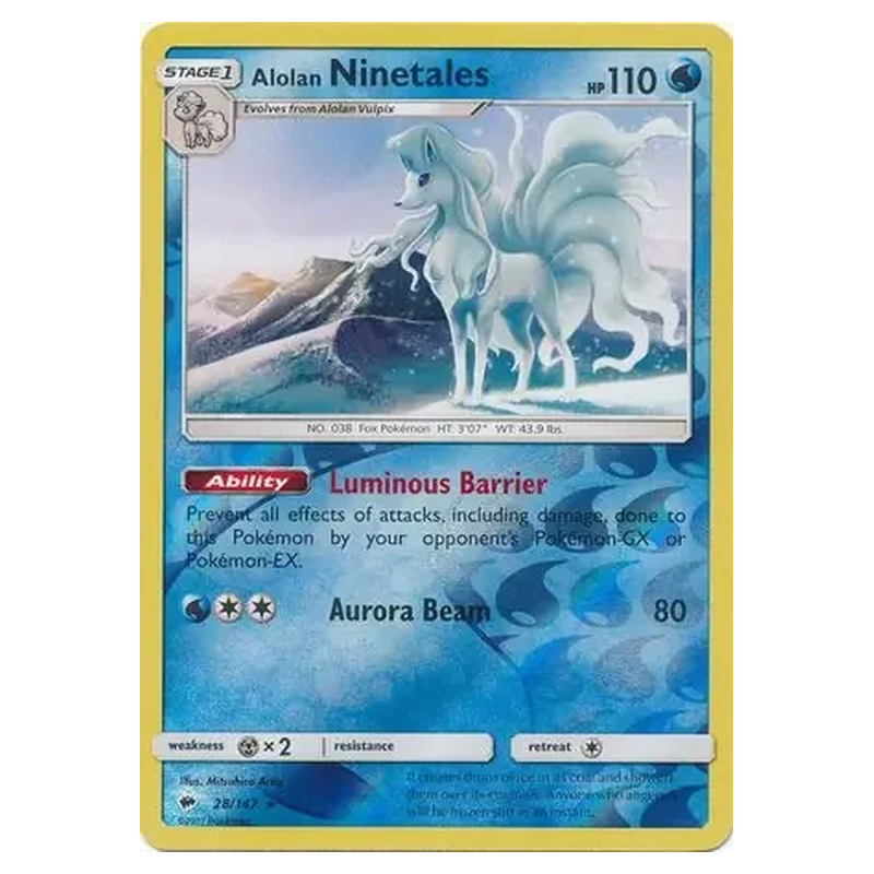 Alolan Ninetales 028/147 Reverse Holo Pokémon single card from Burning Shadows