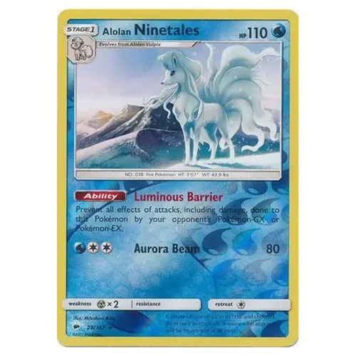 Alolan Ninetales 028/147 Reverse Holo Pokémon single card from Burning Shadows