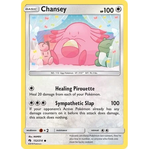 Chansey 152/214 Pokémon single card from Sun and Moon Lost Thunder