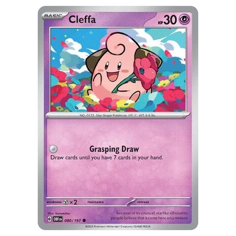 Cleffa 080/197 Pokémon single card from Obsidian Flames