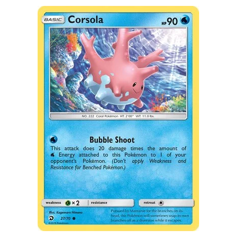 Corsola 027/070 Pokémon single card from Dragon Majesty