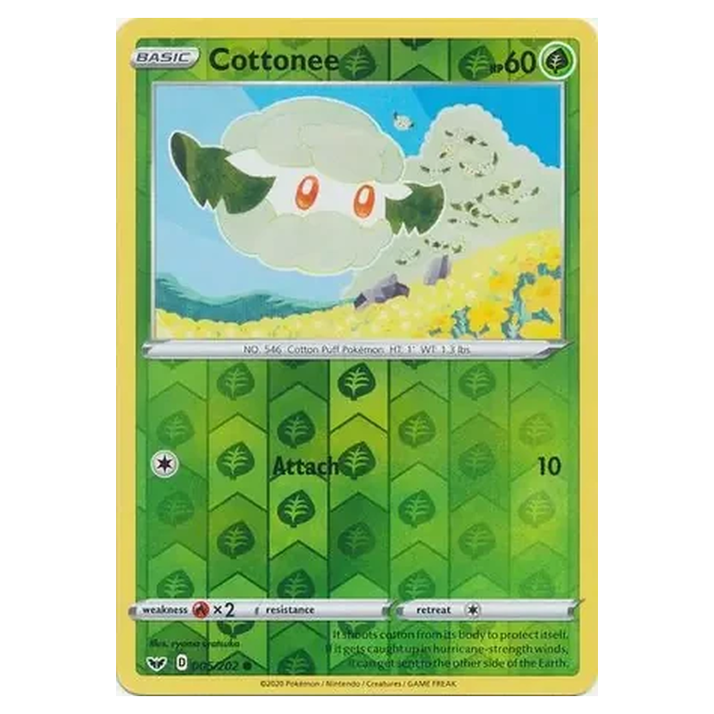 Cottonee 005/202 Reverse Holo Pokémon single card from Sword and Shield