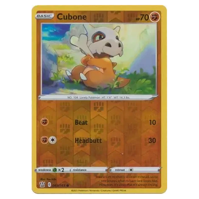 Cubone 069/163 Reverse Holo Pokémon single card from Battle Styles