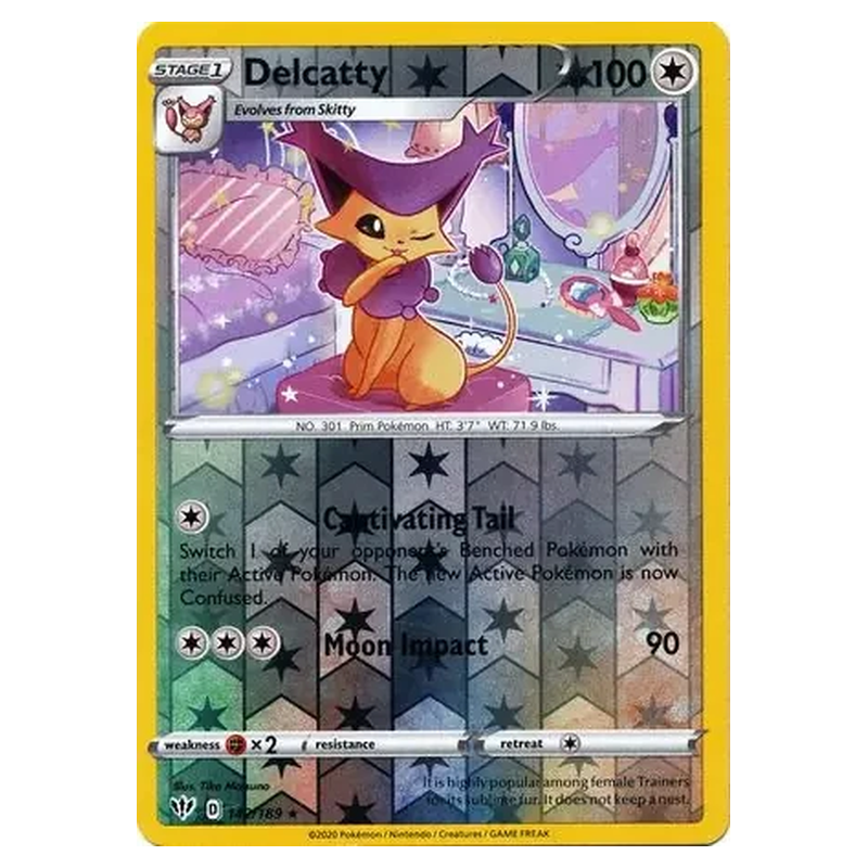Delcatty 142/189 Reverse Holo Pokémon single card from Darkness Ablaze