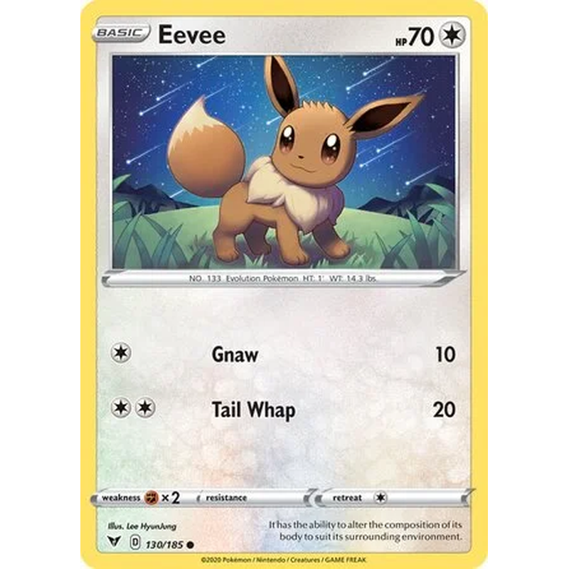 Eevee 130/185 Pokémon single card from Sword and Shield Vivid Voltage
