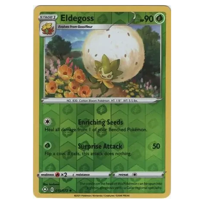 Eldegoss 015/072 Reverse Holo Pokémon single card from Shining Fates