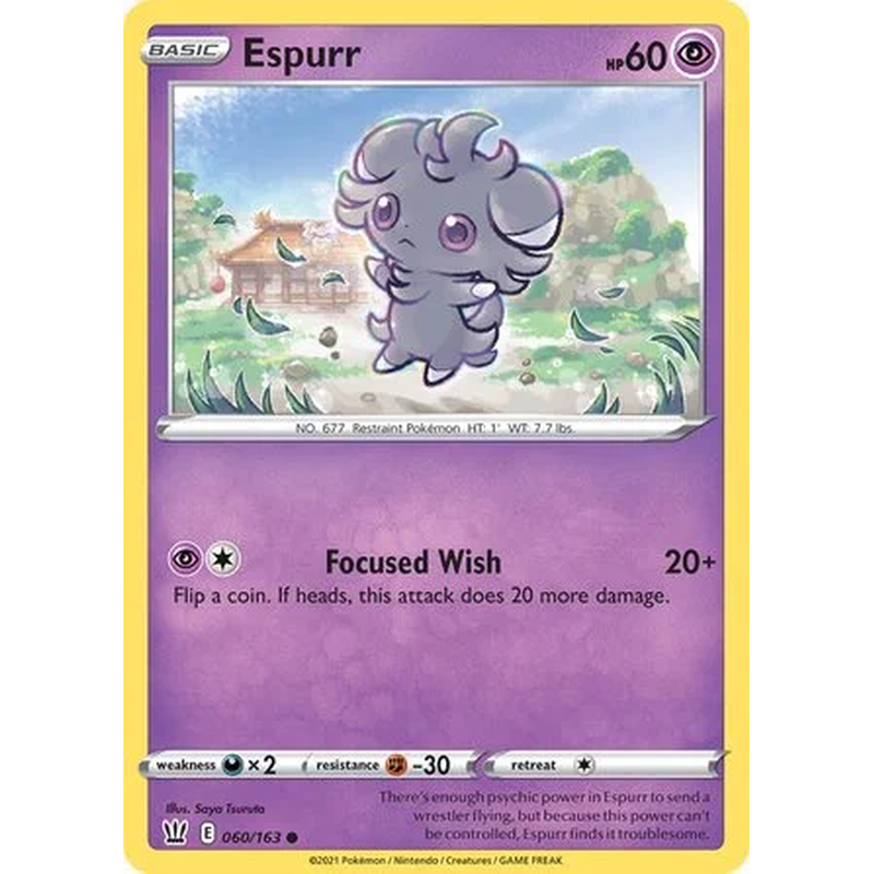 Espurr 060/163 Pokémon single card from Sword and Shield Battle Styles