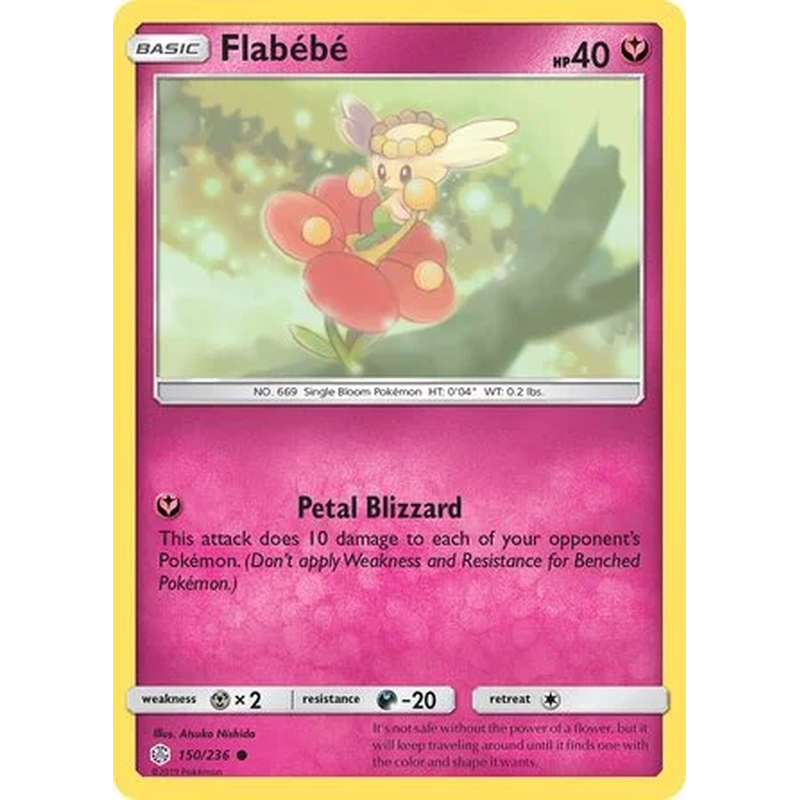 Flabébé 150/236 Pokémon single card from Sun and Moon Cosmic Eclipse