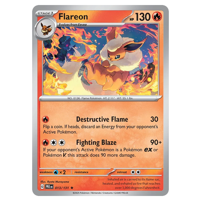 Flareon 013/131 Holo Pokémon single card from Prismatic Evolutions
