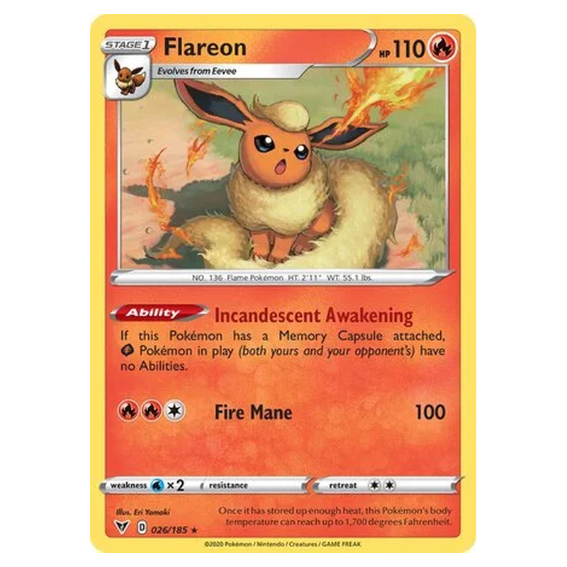 Flareon 026/185 Pokémon single card from Vivid Voltage