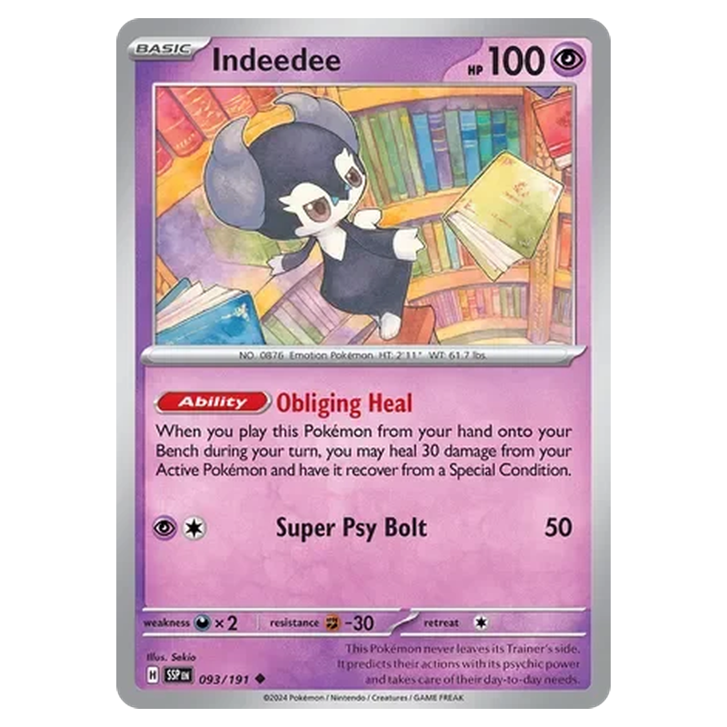 Indeedee 093/191 Pokémon single card from Surging Sparks