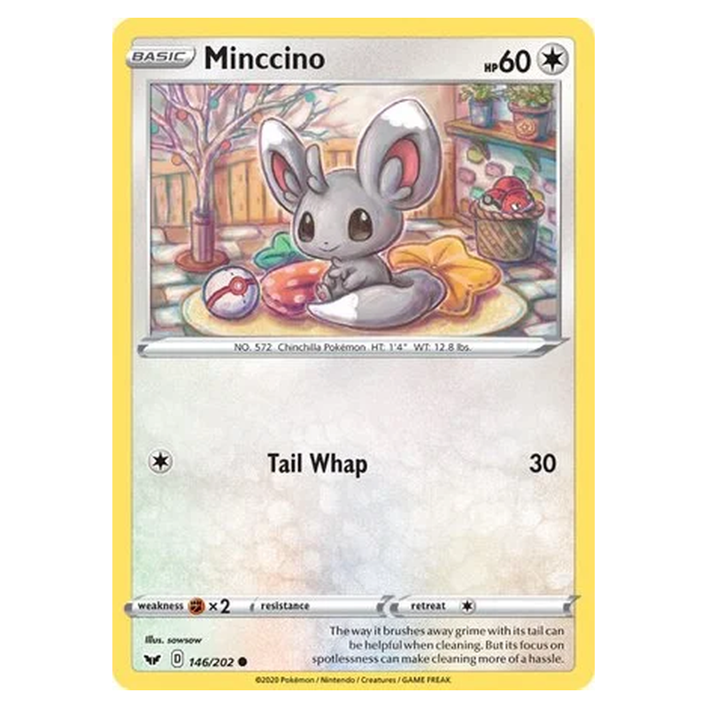 Minccino 146/202 Pokémon single card from Sword and Shield