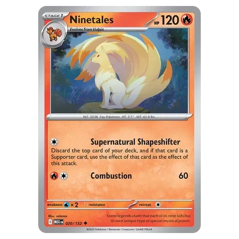 Ninetales 020/132 Reverse Holo Pokémon single card from Mega Evolution