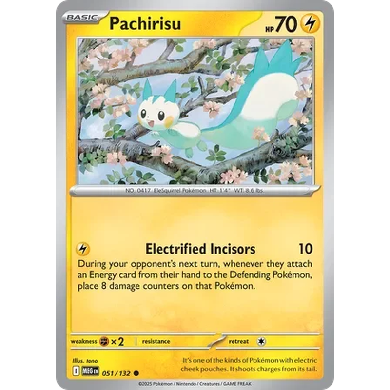 Pachirisu 051/132 Reverse Holo Pokémon single card from Mega Evolution