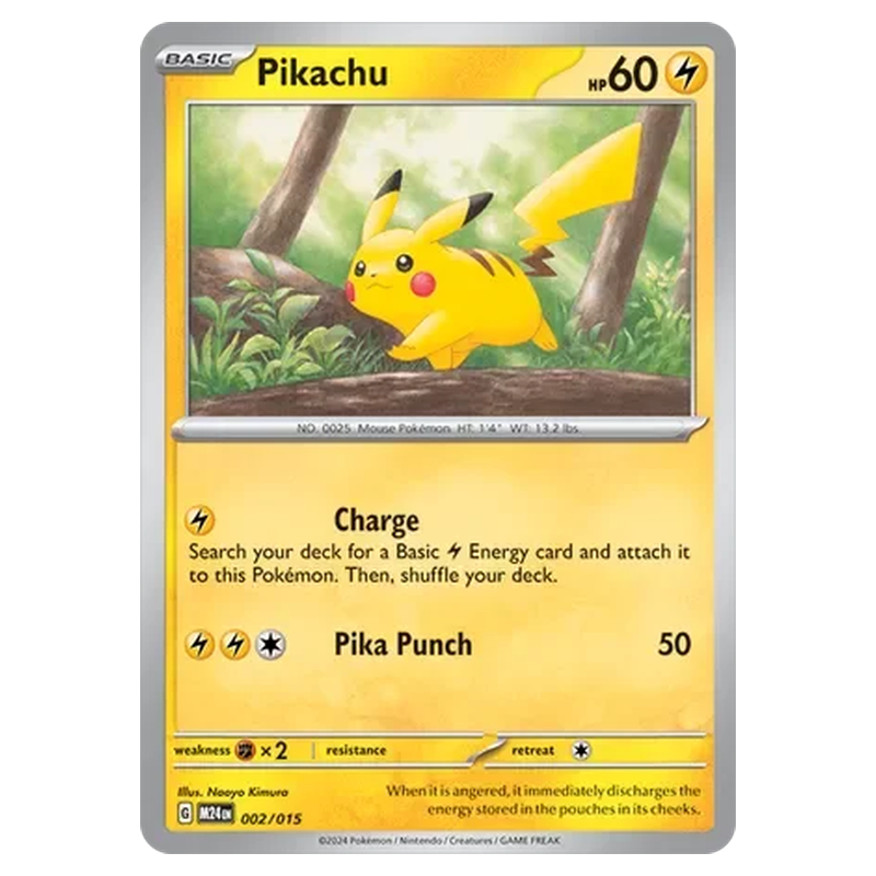 Pikachu 002/015 Pokémon single card from McDonald's Collection 2024 promo set