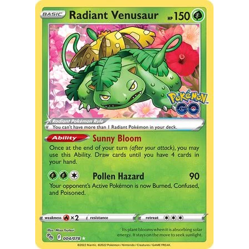 Radiant Venusaur 004/078 Radiant Rare Pokémon single card from Pokémon GO