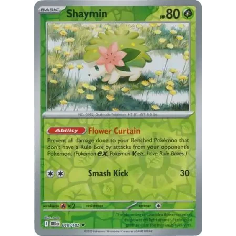 Shaymin 010/182 Reverse Holo Pokémon single card from Scarlet and Violet Destined Rivals
