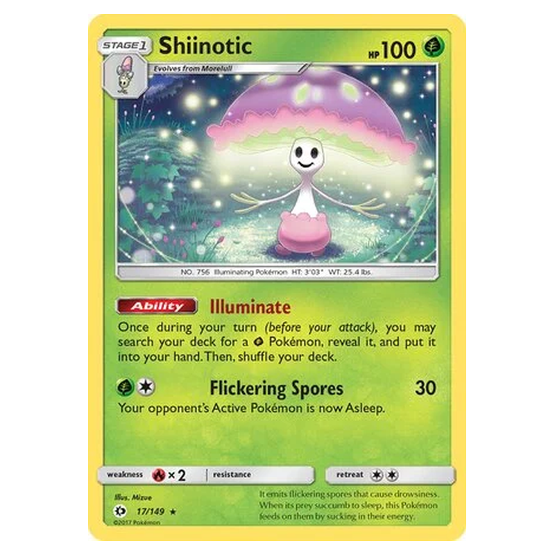 Shiinotic 017/149 Pokémon single card from Sun and Moon