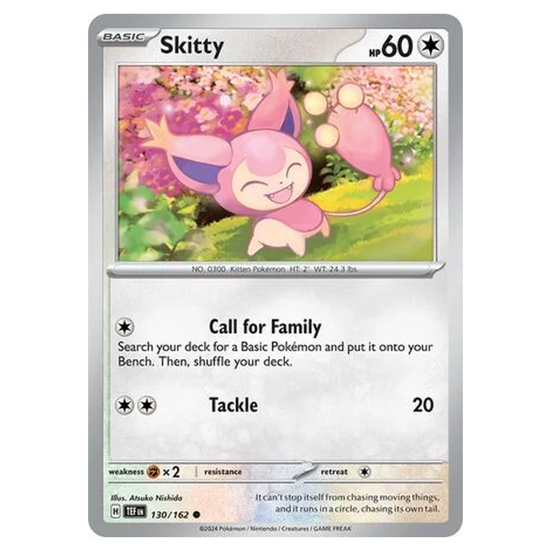 Skitty 130/162 Pokémon single card from Temporal Forces