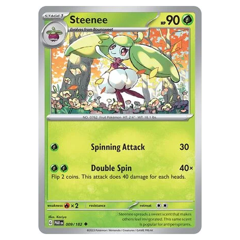 Steenee 009/182 Pokémon single card from Paradox Rift