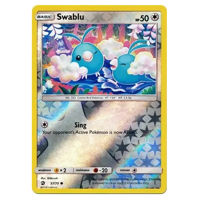 Swablu 057/070 Reverse Holo Pokémon single card from Dragon Majesty