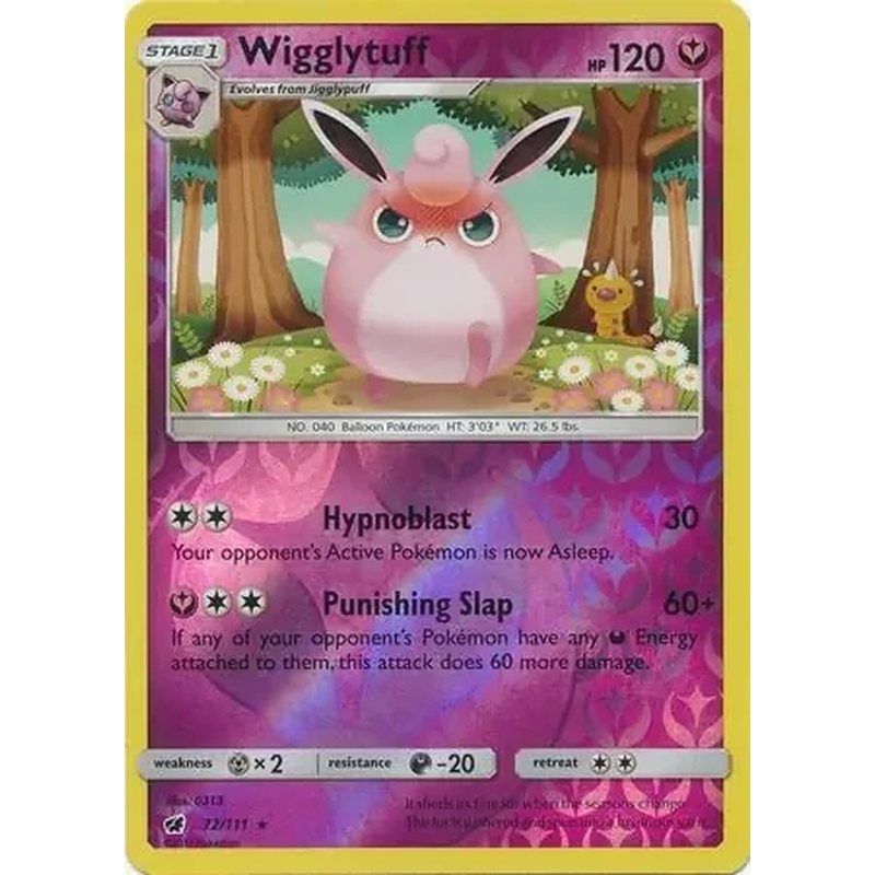 Wigglytuff 72/111 Reverse Holo Pokémon single card from Sun and Moon Crimson Invasion