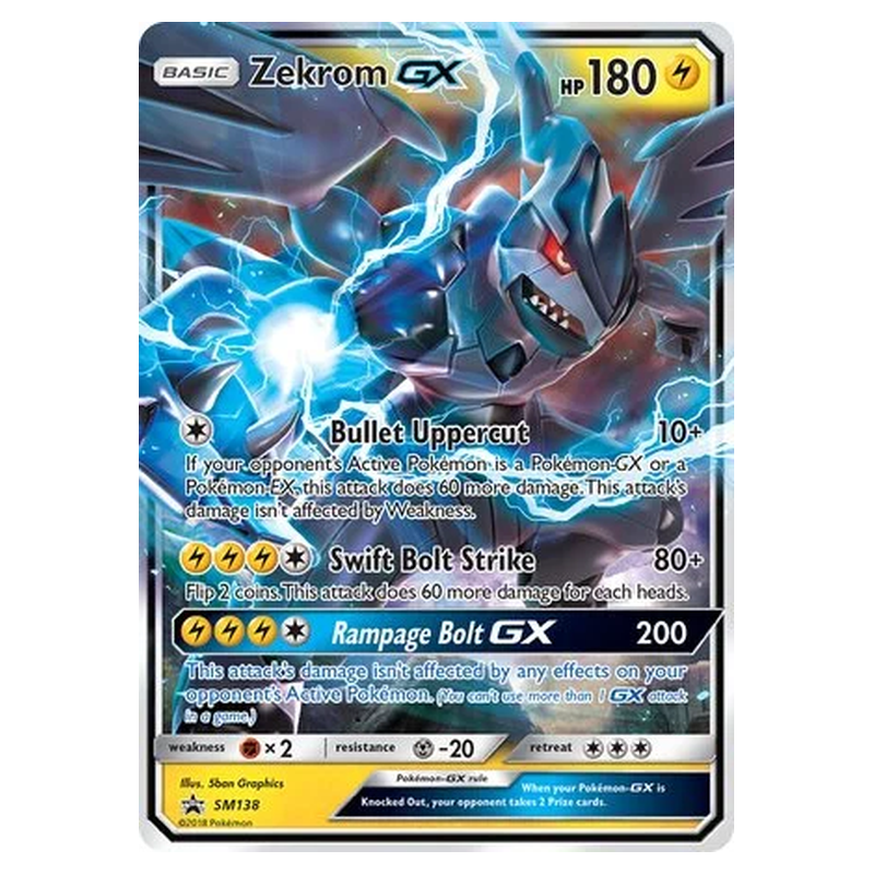 Zekrom GX SM138 Pokémon single card, Sun and Moon Black Star Promo