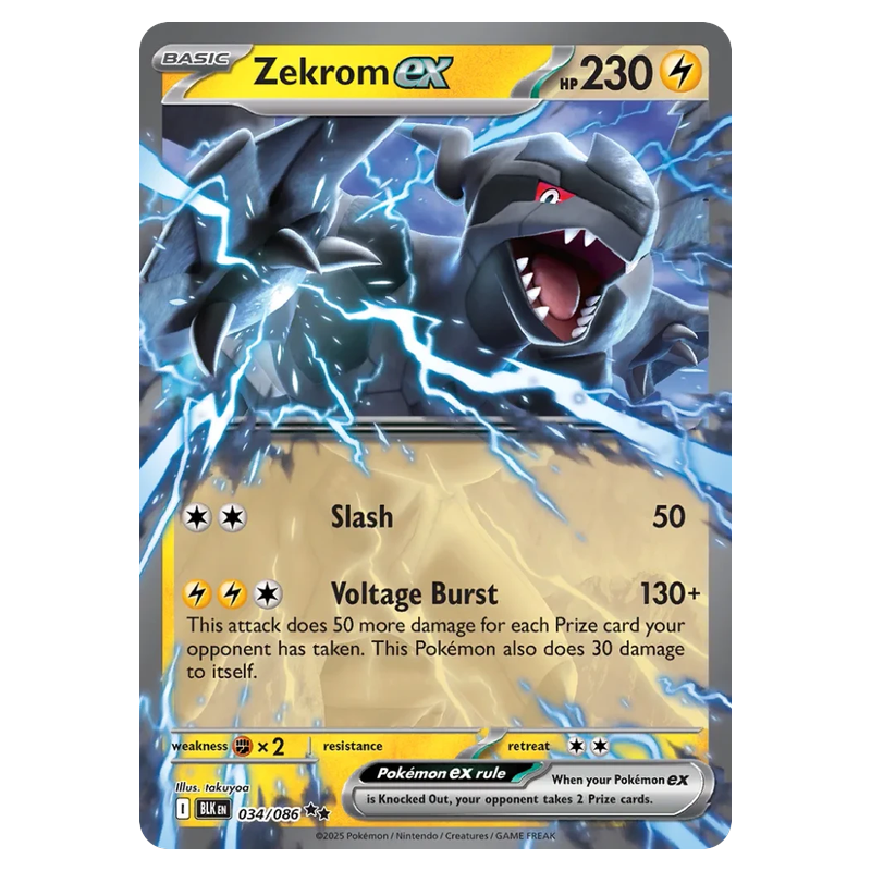 Zekrom ex 034/086 Pokémon single card from Black Bolt