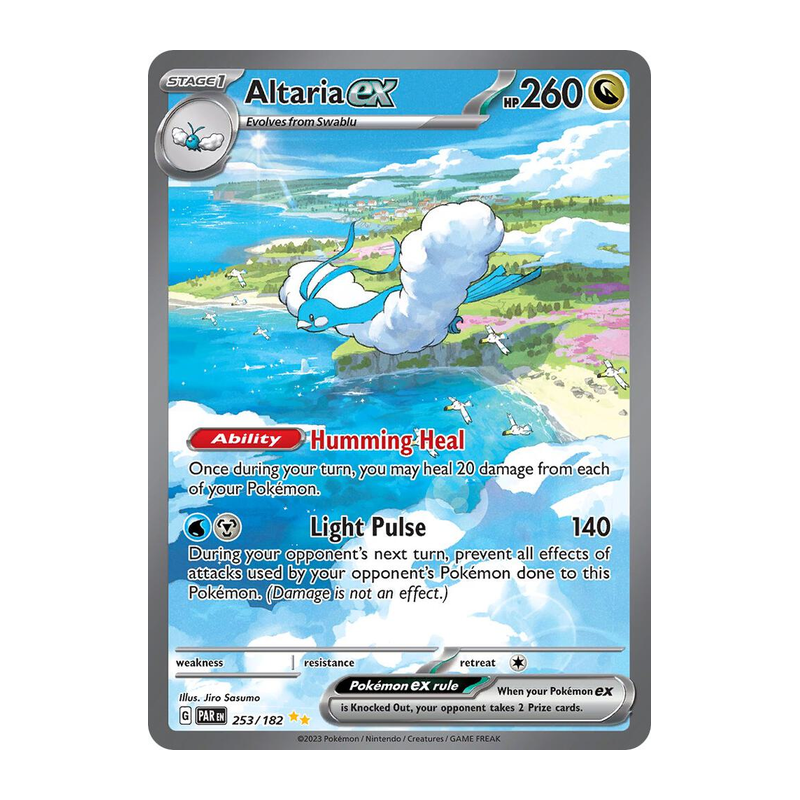 Graded Altaria ex 253/182 Paradox Rift Pokémon Special Illustration Rare card, grade 9, sealed in protective slab