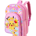 Pokémon Blooming backpack featuring Pikachu, Eevee and cupcake designs, pink floral