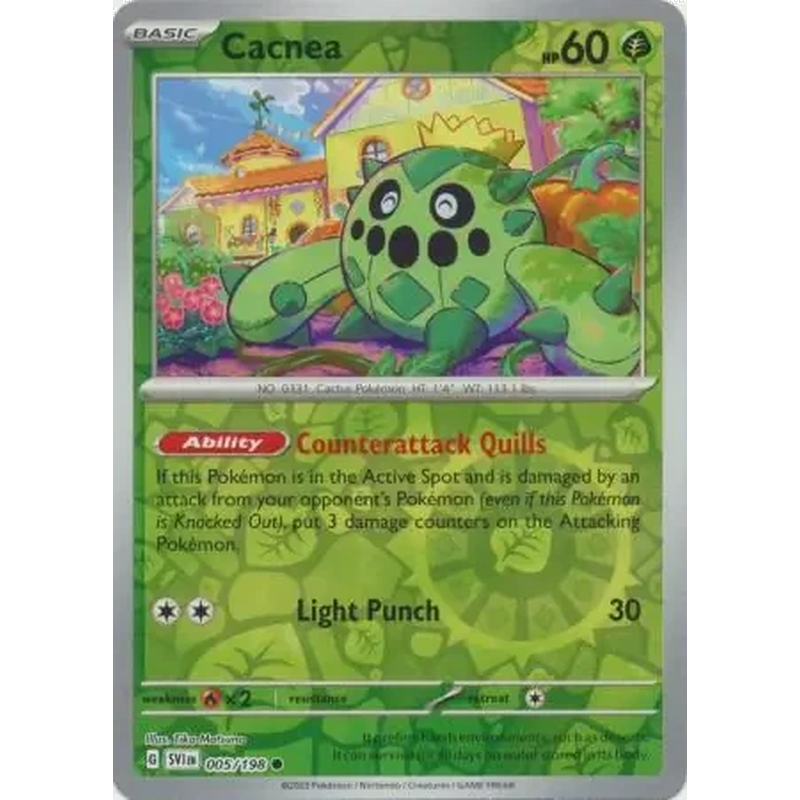 Cacnea 005/198 Reverse Holo Pokémon single card from Scarlet and Violet, Near Mint condition