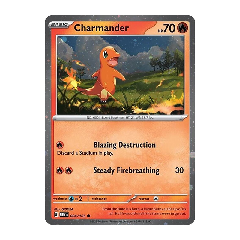 Graded Charmander 004/165 Scarlet and Violet 151 Pokémon Cosmos Holo card, RKT 9, sealed in protective slab