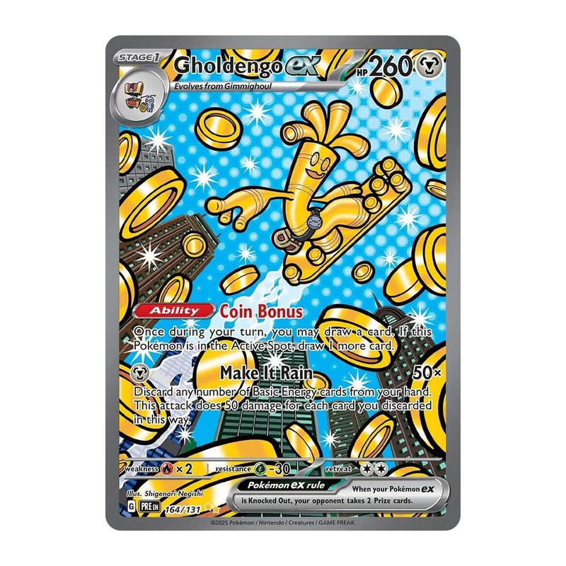 Graded Gholdengo 164/131 Prismatic Evolutions Pokémon card, ACE 9, sealed in protective slab