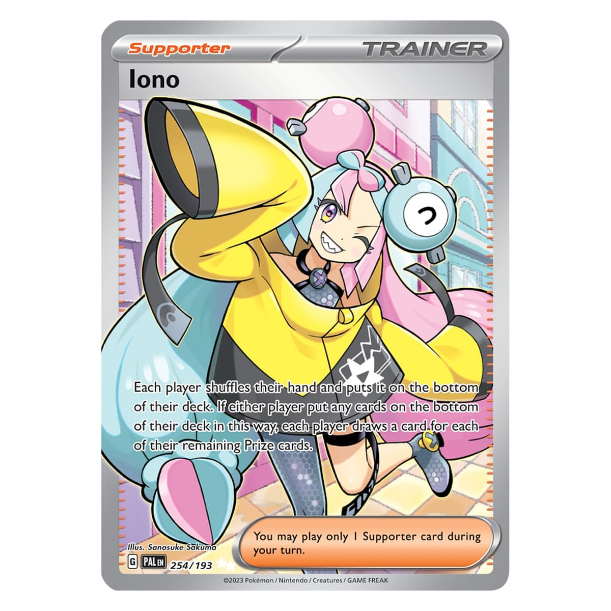 Graded Iono 254/193 Paldea Evolved Pokémon card, MGC 9, sealed in protective slab