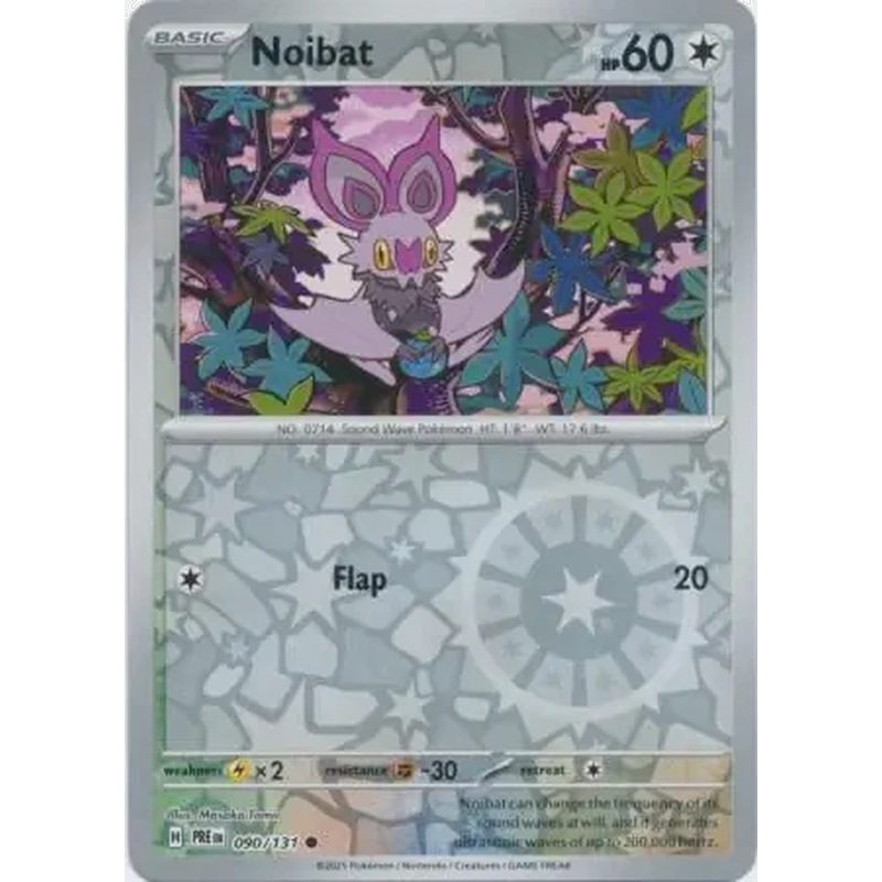Noibat 090/131 Reverse Holo Pokémon single card from Prismatic Evolutions, Near Mint condition