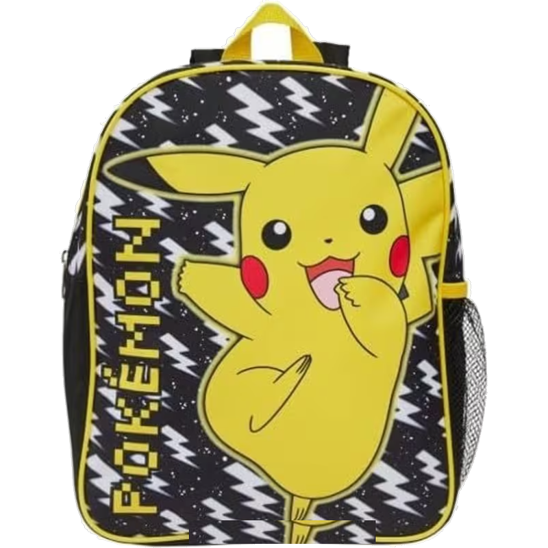 Pokémon Lightning Bolt backpack featuring Pikachu, yellow trim, light-up feature