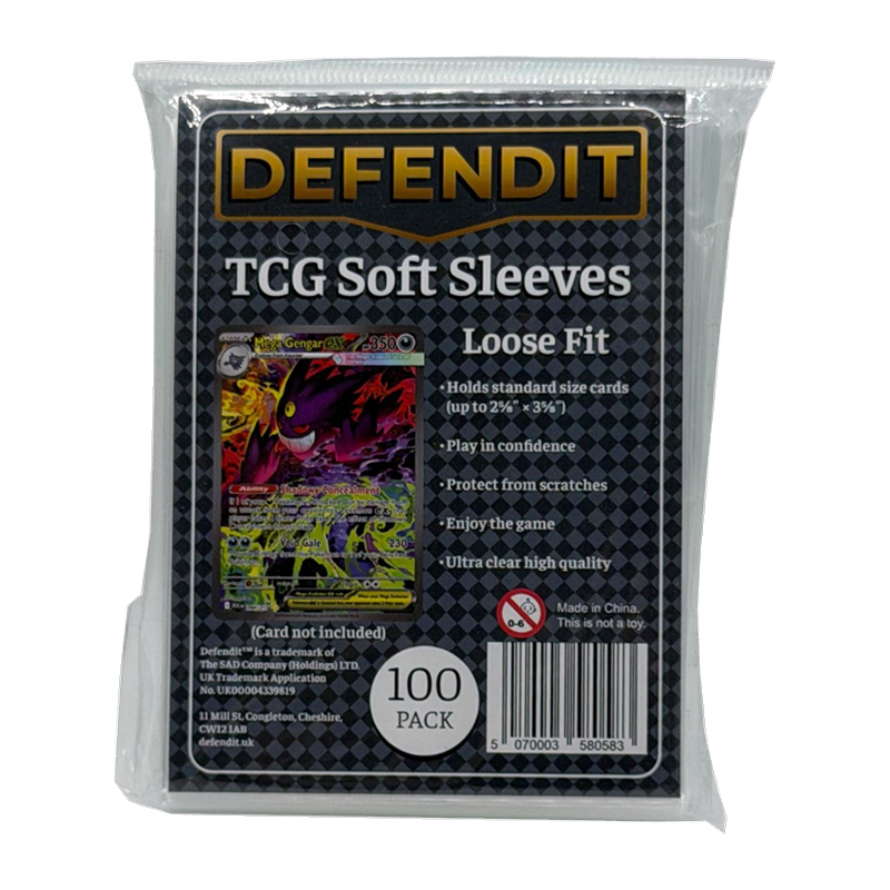 Defendit Loose Fit soft card sleeves, pack of 100, for standard size Pokémon TCG cards